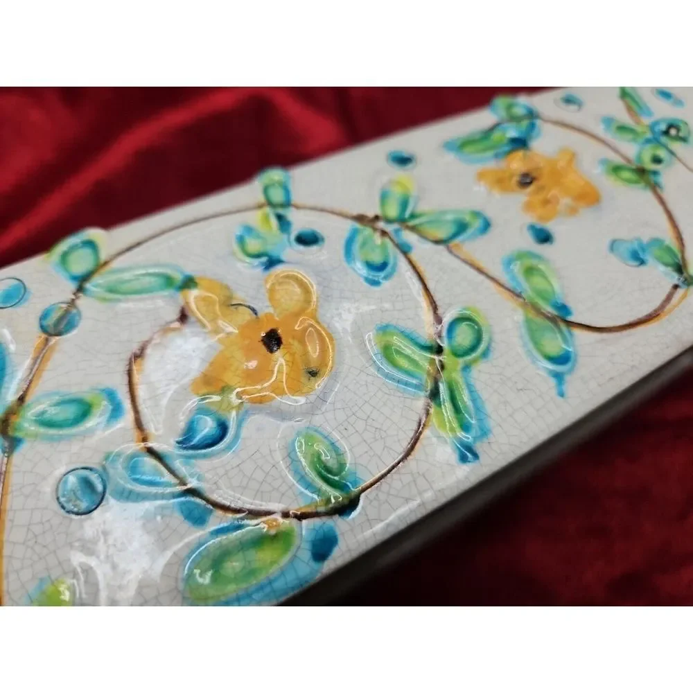 Vintage Italy MAJOLICA Tissue Box‎ Holder Porcelain MCM Italian HIGH RELIEF